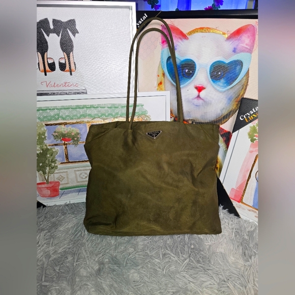 Prada Olive 🫒 Green Large Nylon Bag (EUC)(SEE PICS) - Picture 1 of 8
